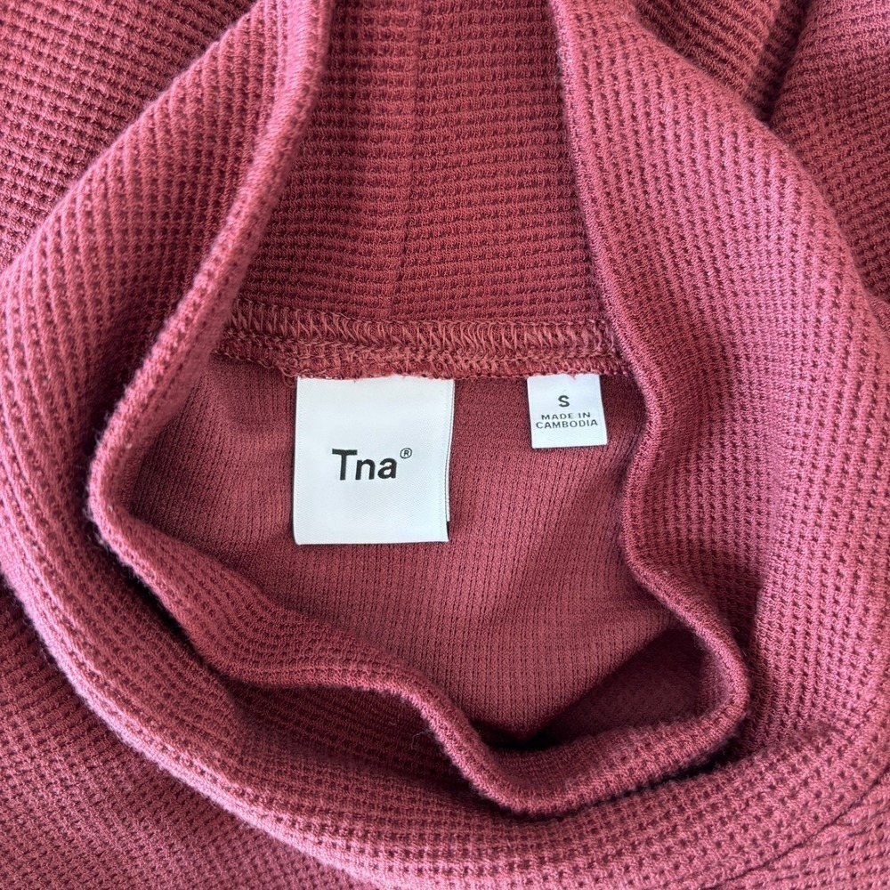 Aritzia TNA Women's Small Long Sleeve Tee Mock Neck Ribbed Loungewear Base Layer - Picture 7 of 10